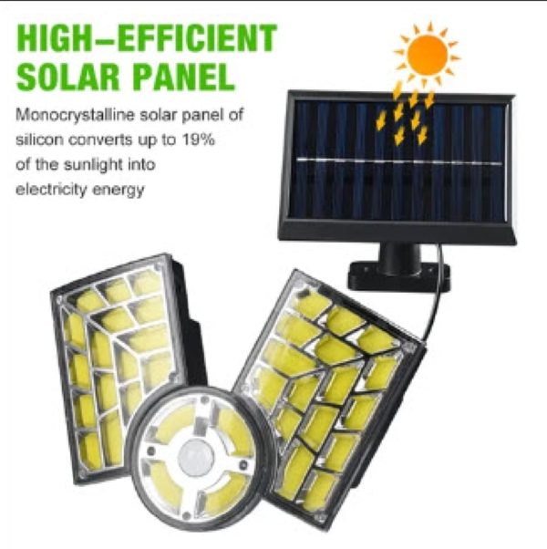 Led Solar Wall Lamp 3-headed Split Outdoor Garden Courtyard Lamp With Solar Plate Human Body Induction Night Light Garage Lighting Street Lamp